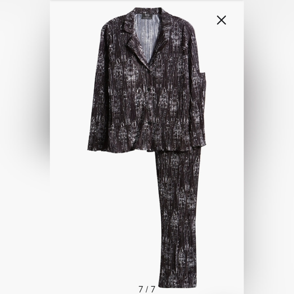 NWT/ lala Interstellar Astronauts Long Sleeve Plissé Top & High Waist Pants - Picture 7 of 13